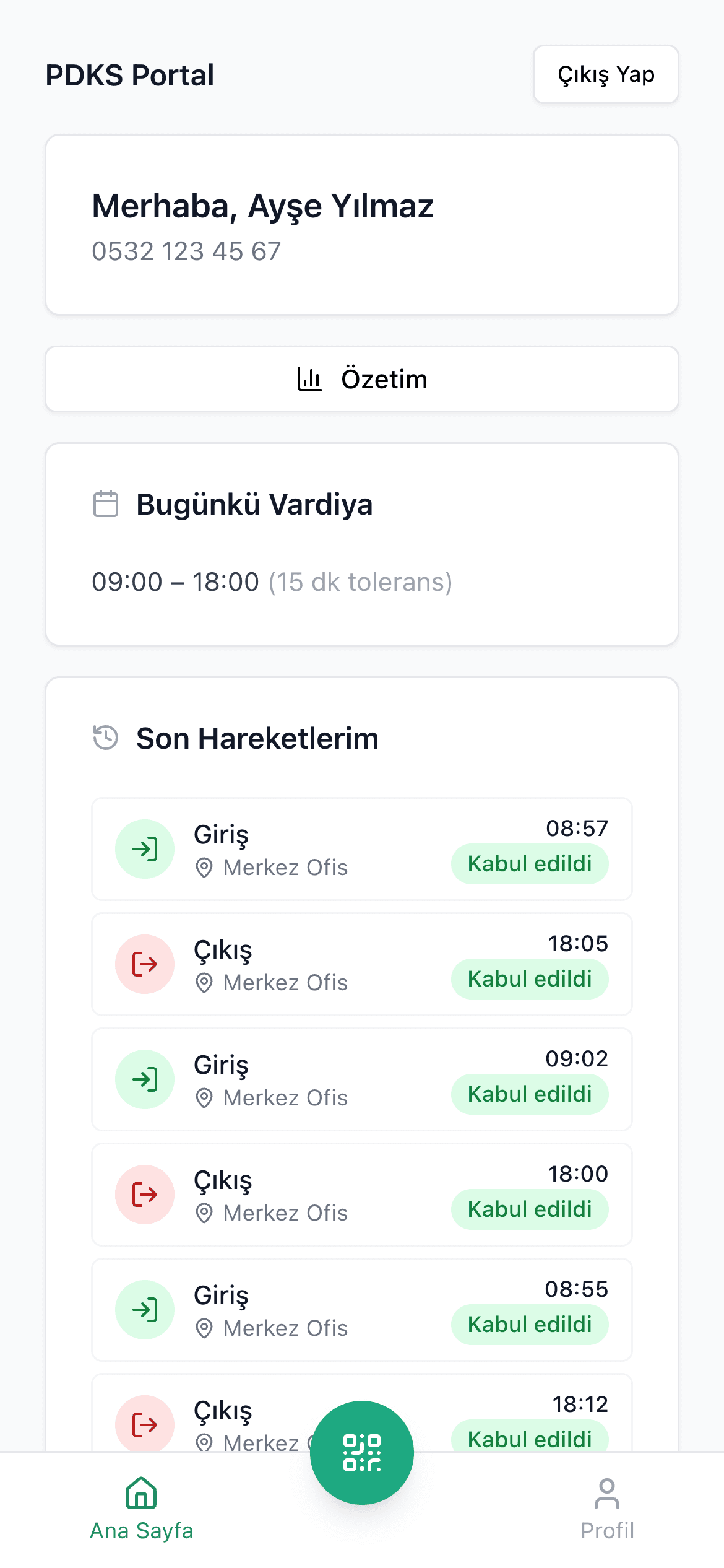 Burdaa çalışan ana ekranı
