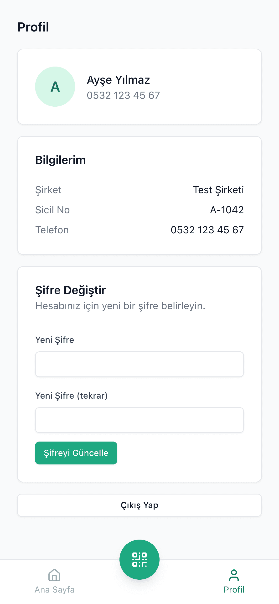 Profil ekranı