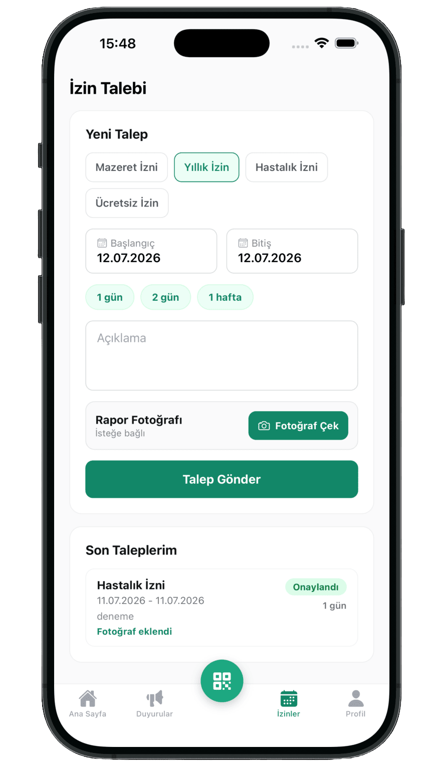 İzin talebi formu